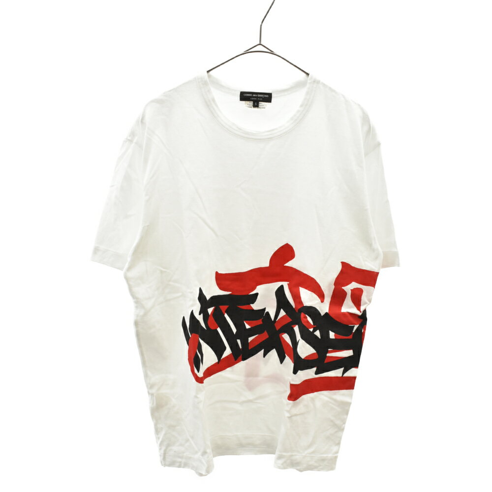 COMME des GARCONS HOMME PLUS(コムデギャルソンオムプリュス) サイズ:S 19SS ×Faust タギングプリント 半袖Tシャツ ホワイト PC-T037【中古】【程度A】【カラーホワイト】【オンライン限定商品】