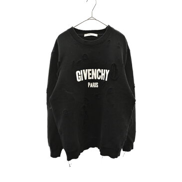 GIVENCHY(ジバンシィ) サイズ:M 17AWデストロイ加工スウェットトレーナー BM70393Y0S ブラック【中古】【程度A】【カラーブラック】【オンライン限定商品】