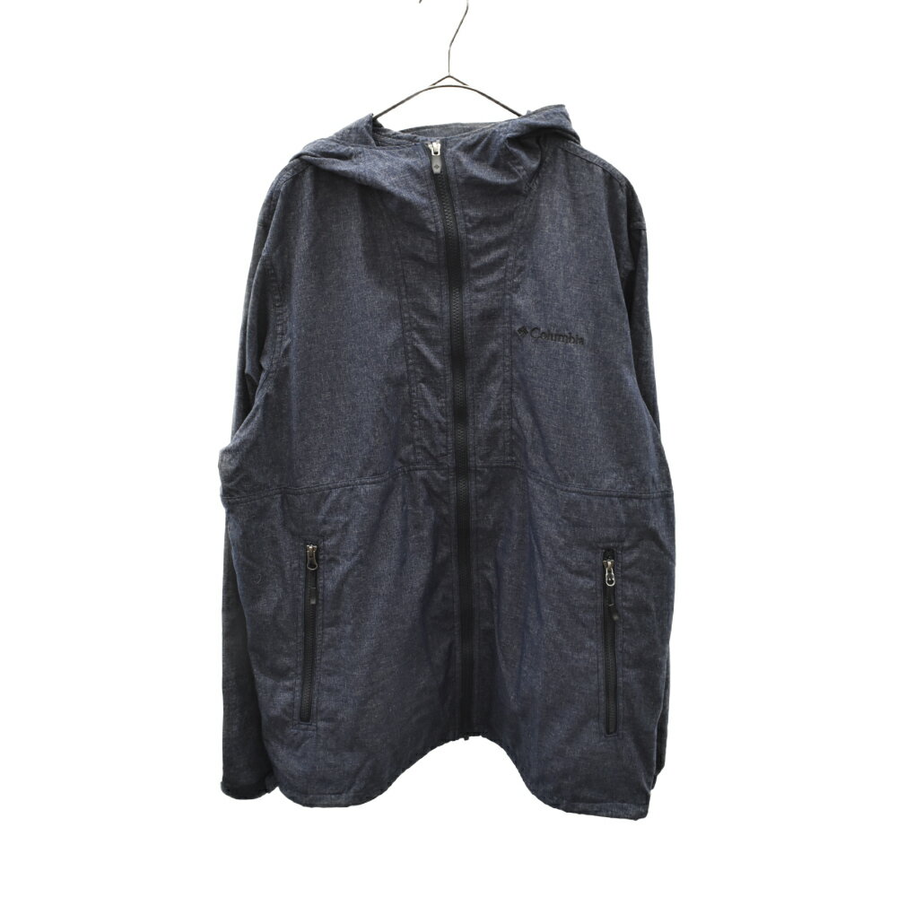 Columbia(コロンビア) サイズ:L HAZEN JACKET 120 PM3794 ヘイゼンジャケット デニム調ナイロンジップフーデットジャケット ライトマウンテンパーカー【中古】【程度A】【カラーブルー】【オンライン限定商品】