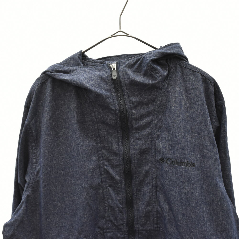 Columbia(コロンビア) サイズ:L HAZEN JACKET 120 PM3794 ヘイゼンジャケット デニム調ナイロンジップフーデットジャケット ライトマウンテンパーカー【中古】【程度A】【カラーブルー】【オンライン限定商品】