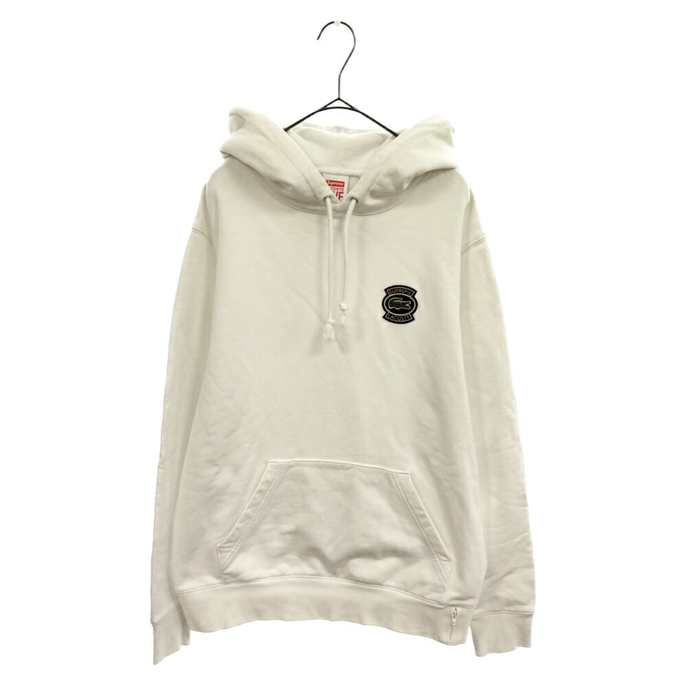 SUPREME(シュプリーム) サイズ:S 18SS LACOSTE Hooded Sweatshirt ラコステ フーディ スウェット パーカー ホワイト【中古】【程度AB】【カラーホワイト】【オンライン限定商品】★SALE★