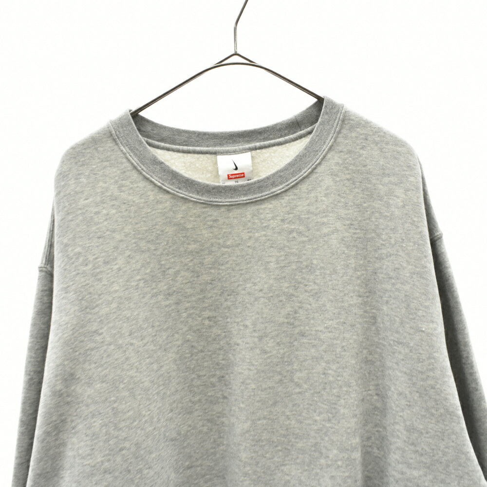 SUPREME(シュプリーム) サイズ:XL 22SS Arc Crewneck Sweatshirt DM1776-010 ×ナイキ アーチクルーネックスウェットトレーナー グレー【中古】【程度A】【カラーグレー】【オンライン限定商品】