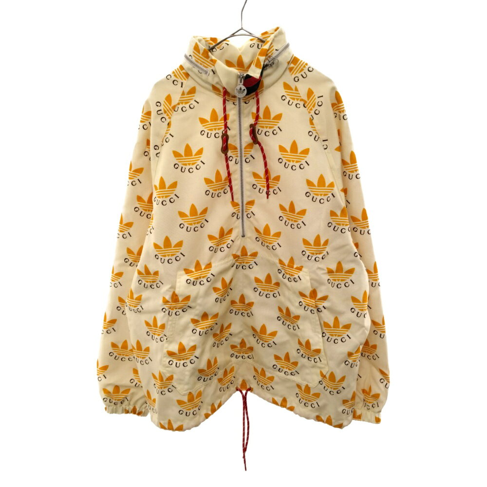 GUCCI(グッチ) サイズ:48 GUCCI x adidas トレフォイルロゴ プリント ジップアップ アノラック ジャケット ライトベージュ×イエロー 696651 Z8A2I【中古】【程度SA】【カラーベージュ】【取扱店舗BRING梅田茶屋町店】のサムネイル