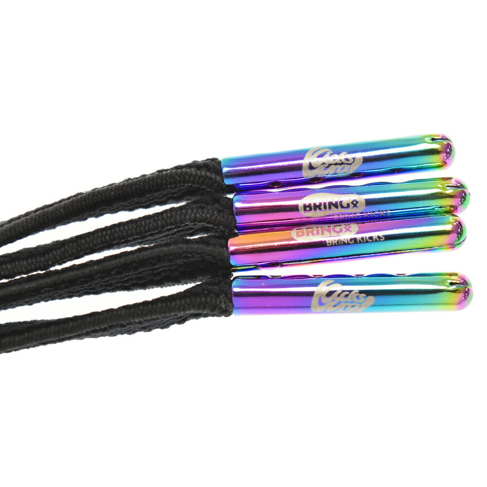 KicksWrap x BRING KICKS(キックスラップxブリングキックス) サイズ:160cm xBRING KICKS Easy Shoelaces Brown イージーシューレース ブラックxレインボー 160cm【新古品/中古】【程度N】【カラーブラック】【取扱店舗BRINGアメリカ村店】