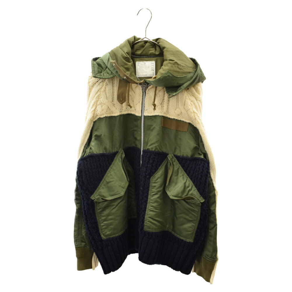 超激得SALE Sacai サカイ サイズ:3 19AW CABLE KNIT MA-1 JACKET 再