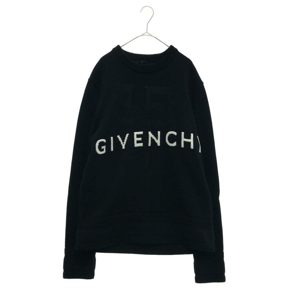 GIVENCHY(ジバンシィ) サイズ:XL LOGO COTTON SWEATER オーバーロゴ刺繍コットンニットプルオーバー　クルーネックセーター ブラック BM90G9401M【中古】【程度SA】【カラーブラック】【オンライン限定商品】のサムネイル