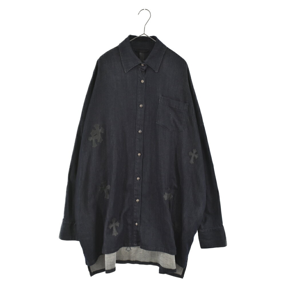 CHROME HEARTS(クロムハーツ) サイズ:S Mahal Kita Denim Shirt マハルキタ クロスパッチクロスボタンデニム長袖シャツ インディゴ【中古】【程度A】【カラーブルー】【取扱店舗新宿】