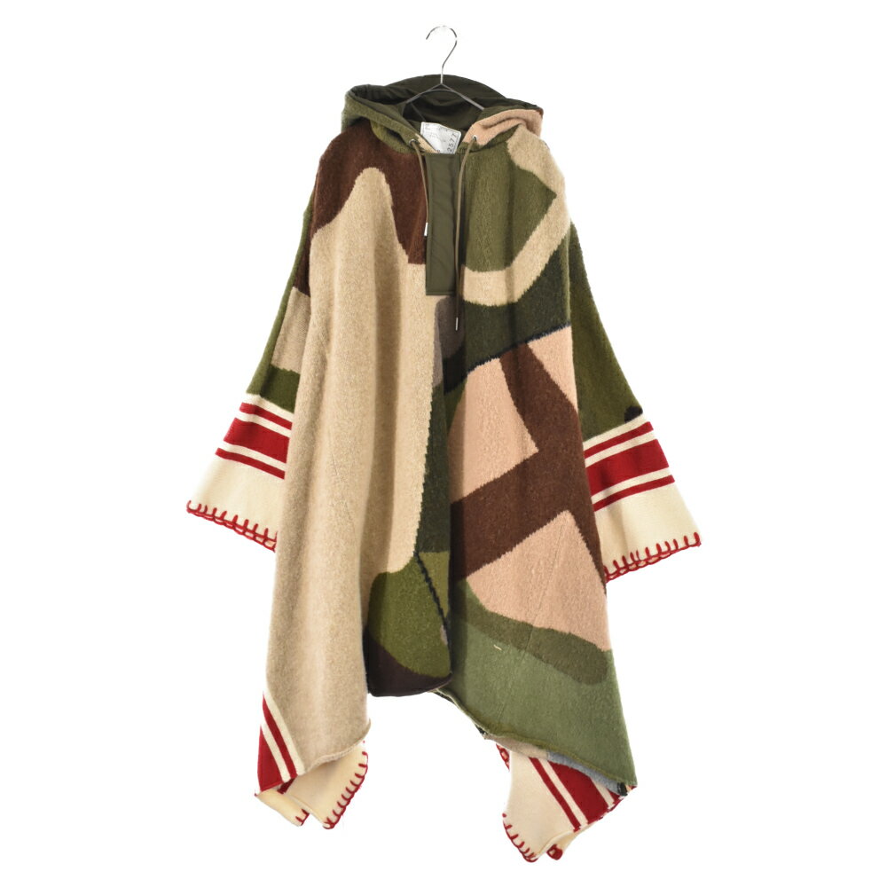 低価再入荷 Sacai(サカイ) サイズ:1 21AW ×KAWS Jacquard Knit Poncho