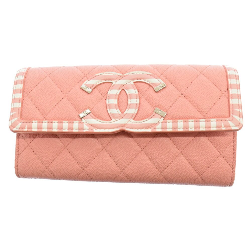 CHANEL(シャネル) 2019年 クルーズライン フィリグリー マトラッセ 長財布 キャビアスキン ピンク 27番台【中古】【程度SA】【カラーピンク】【取扱店舗BRING心斎橋店】のサムネイル