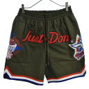 READY MADE(レディメイド) 18SS ×JUST DON BASKET SHORTS ロゴパッチバスケットショーツ カーキ ジャストドン【中古】【程度A】【カラーグリーン】【オンライン限定商品】