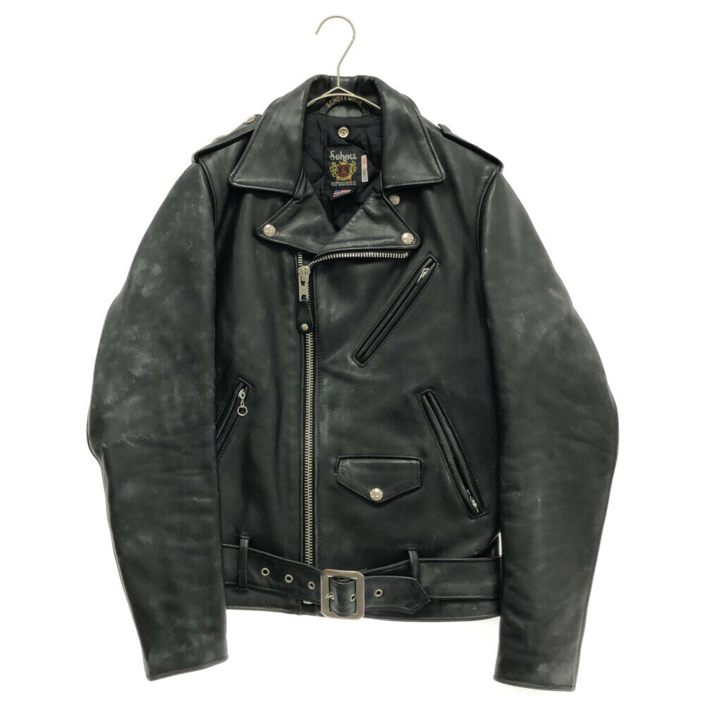 SCHOTT(ショット) サイズ:34 613UST VINTAGE ONESTAR LONG 7164 ワンスター ダブルライダースジャケット カウレザージャケット 牛革 ブラック【中古】【程度B】【カラーブラック】【オンライン限定商品】のサムネイル