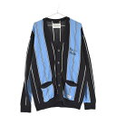 WACKO MARIA(ワコマリア) サイズ:L 23SS STRIPED KNIT JACQUARD CARDIGAN 23SS-WMK-KN12 ストライプ ニット ジャガードカーディガン ブラック/ブルー【中古】【程度A】【カラーブラック】【取扱店舗BRING仙台店】