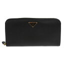 PRADA(プラダ) SAFFIANO TRIANG NERO Zip Around Lether Wallet 1ML506 サフィアーノレザー アラウンドジップ ロングウォレット ブラック【中古】【程度B】【カラーブラック】【オンライン限定商品】