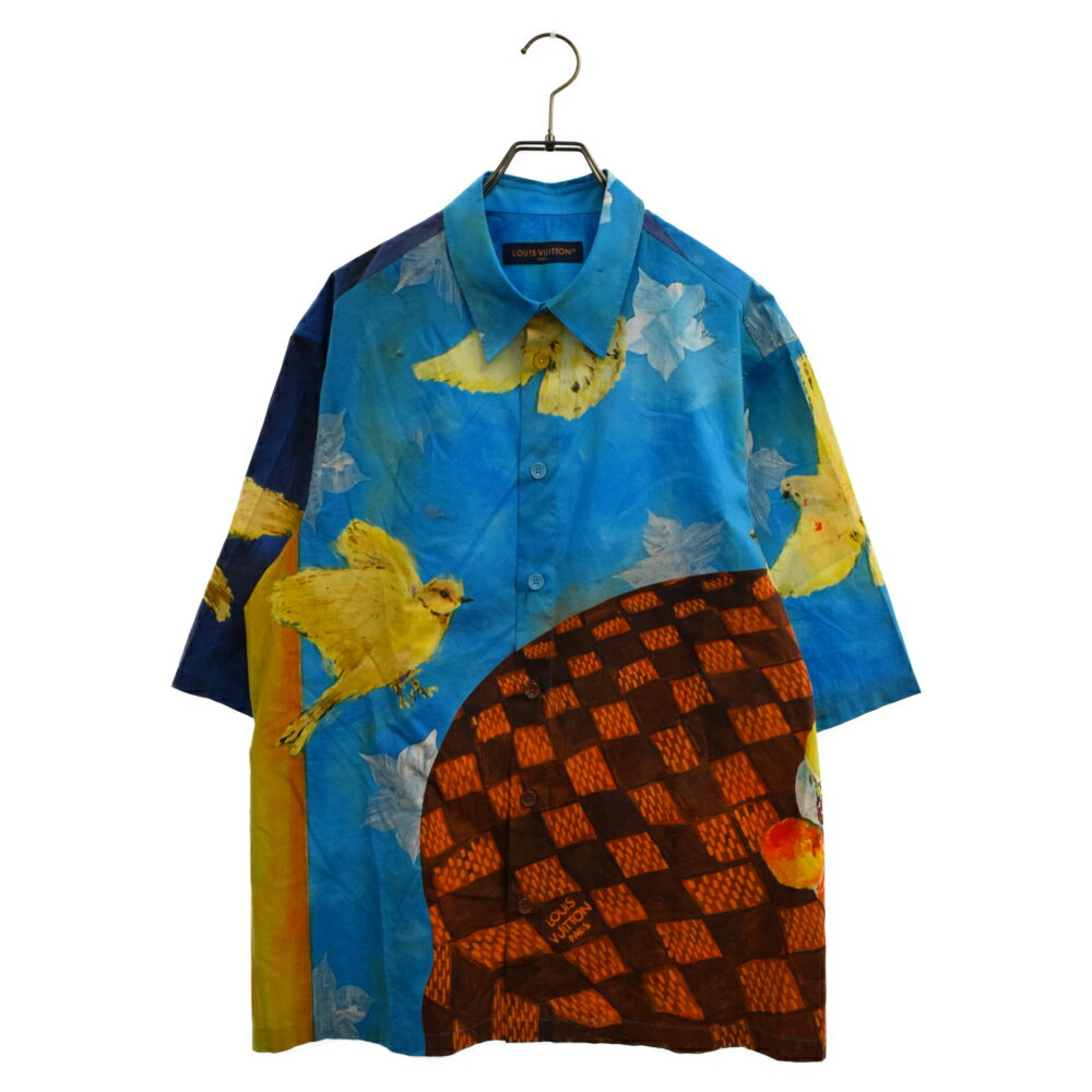 LOUIS VUITTON(ルイヴィトン) サイズ:XL PRINTED S/S SHIRT ペインティングプリンテッド半袖シャツ ブルー 1ABY2B/RM232 ASM HPS70W【新古品/中古】【程度S】【カラーブルー】【取扱店舗名古屋】