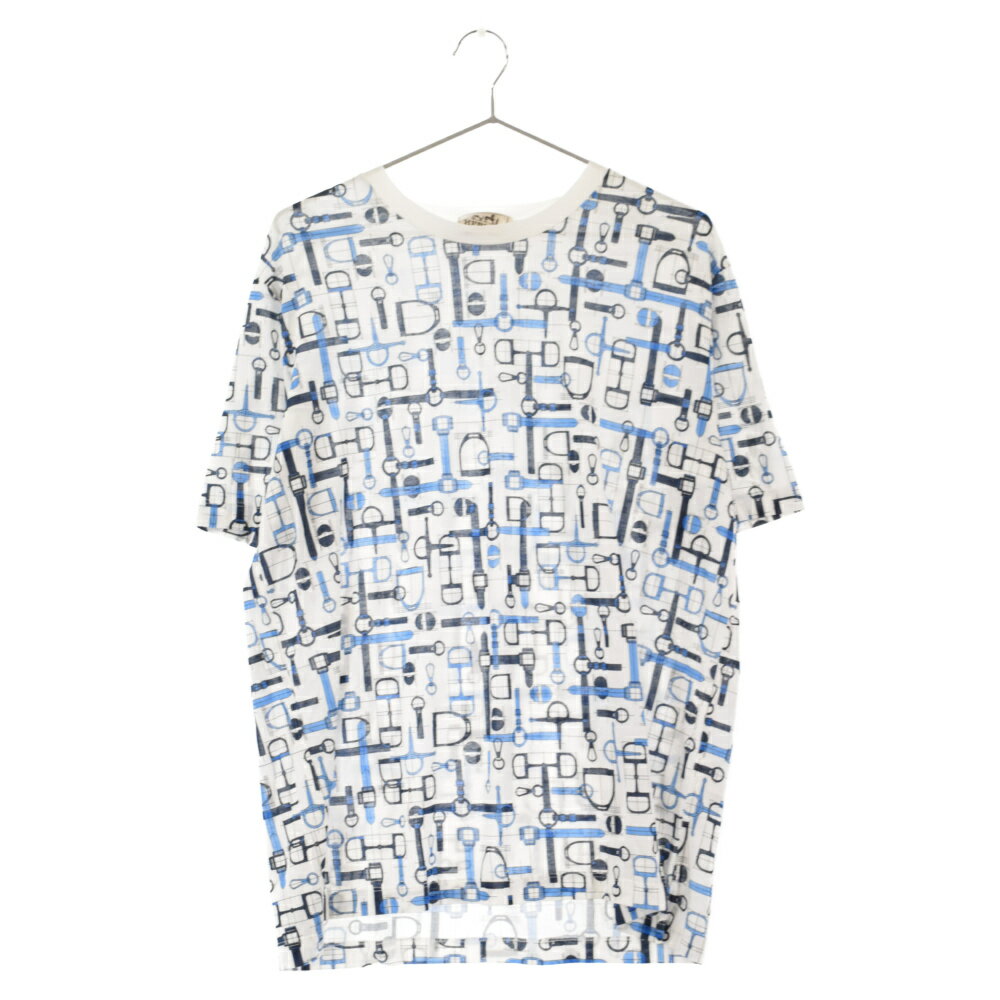 HERMES(エルメス) サイズ:L 20SS Labyrinthe Equestre 総柄半袖Tシャツ ホワイト【中古】【程度B】【カラーホワイト】【オンライン限定商品】のサムネイル