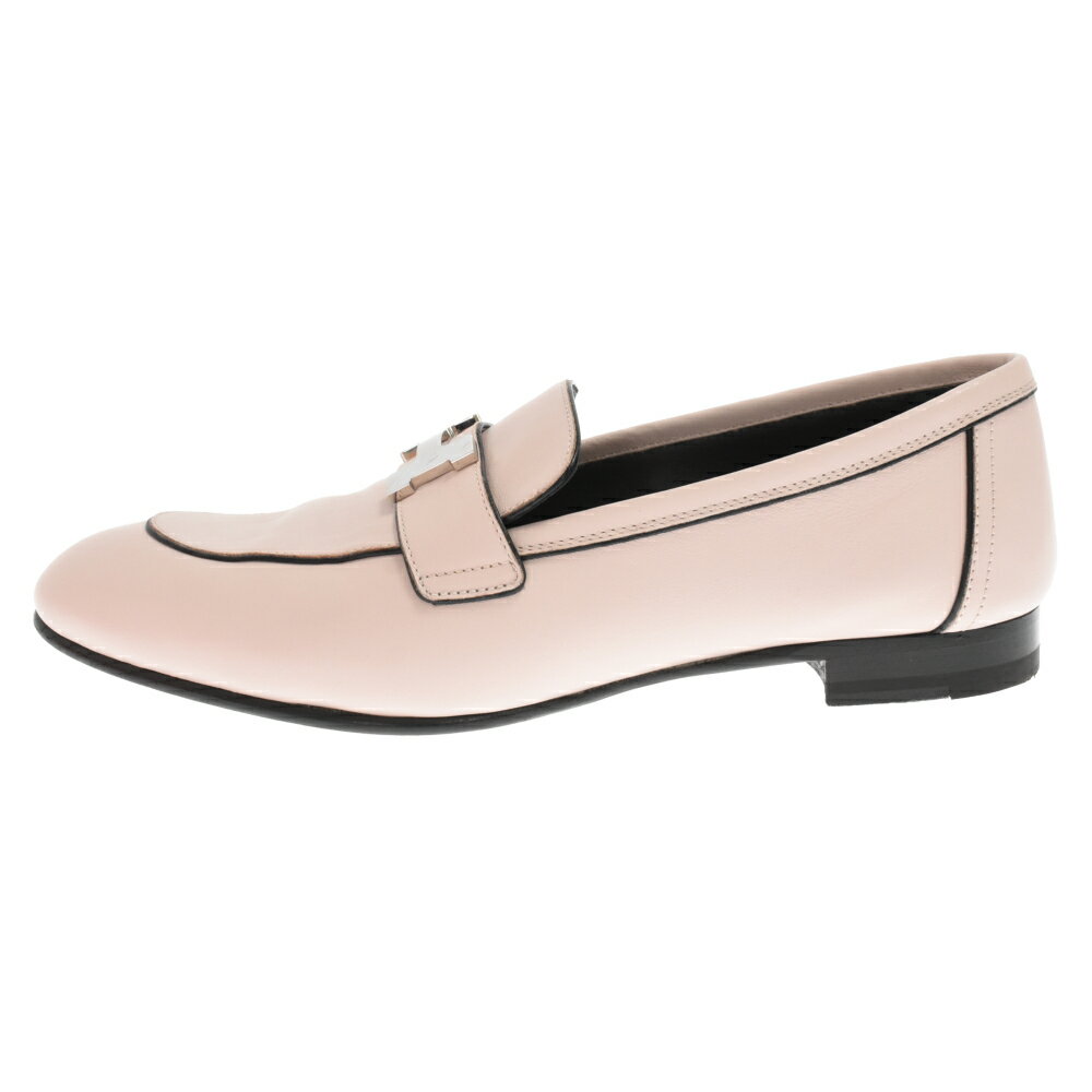 HERMES(エルメス) サイズ:38 1/2 パリ モカシン Hロゴモチーフ ローファー シューズ ローズペタル A刻印 シルバー金具【中古】【程度B】【カラーピンク】【オンライン限定商品】のサムネイル