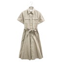 CELINE(セリーヌ) サイズ:36 22SS Safari Shirt Dress サファリ 半袖シャツ ドレス 半袖ロング丈ワンピースベージュ 2R32A204I レディース【中古】【程度A】【カラーベージュ】【取扱店舗BRING心斎橋店】