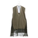 Sacai(サカイ) サイズ:3 KNIT SATIN DRESS 23-06499 ニットパネル サテンワンピースドレス レディース カーキ オールインワン【中古】【程度B】【カラーグリーン】【オンライン限定商品】