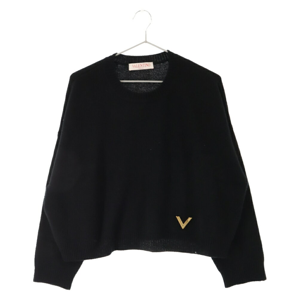 VALENTINO(ヴァレンチノ) サイズ:S V Logo Short Knit Sweater Vロゴ ショート丈 ニットセーター レディース ブラック【中古】【程度A】【カラーブラック】【オンライン限定商品】のサムネイル