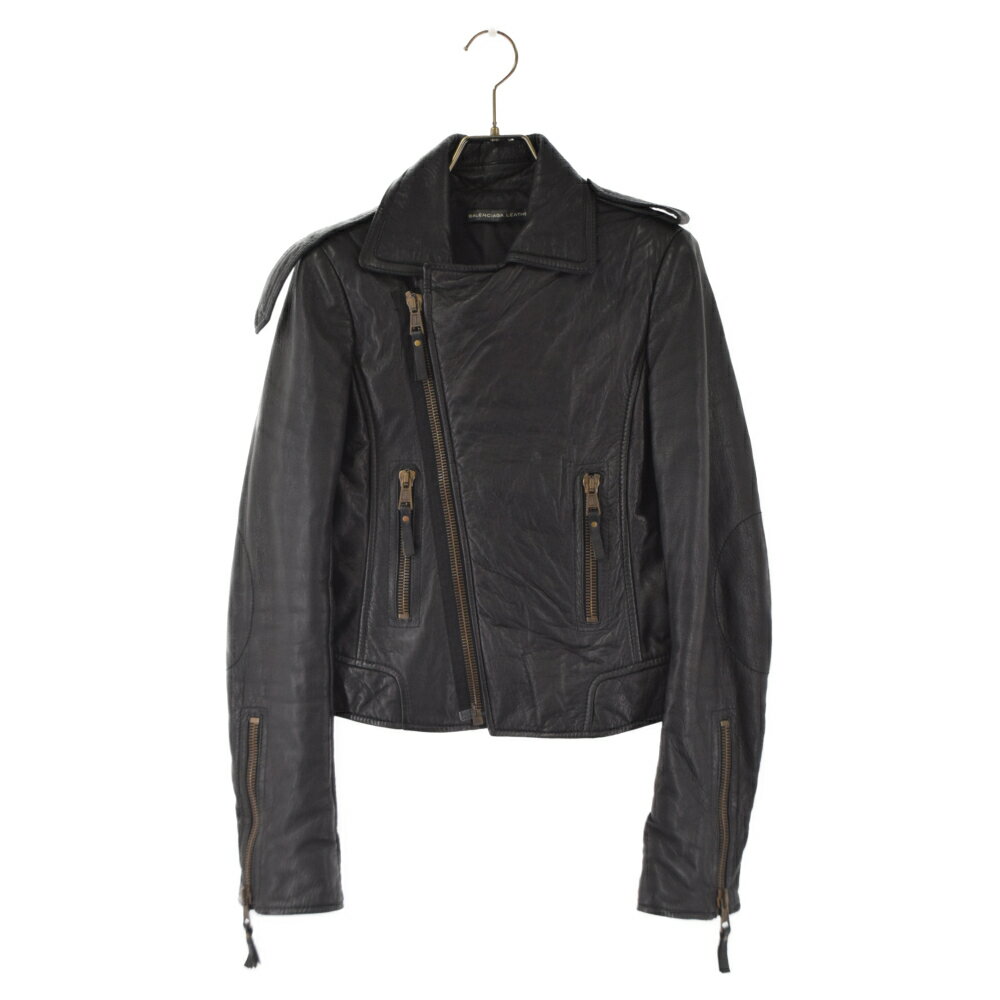 BALENCIAGA(バレンシアガ) サイズ:38 Motorcycle Jacket W LEATHER TS985 レディース ダブルライダースジャケット ブラック ラムレザー