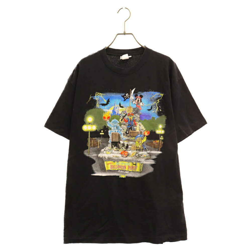 VINTAGE(ヴィンテージ) サイズ:L 00s Disney halloween party ディズニー ハロウィーンパーティ ミッキー プリント 半袖Tシャツ カットソー ブラック