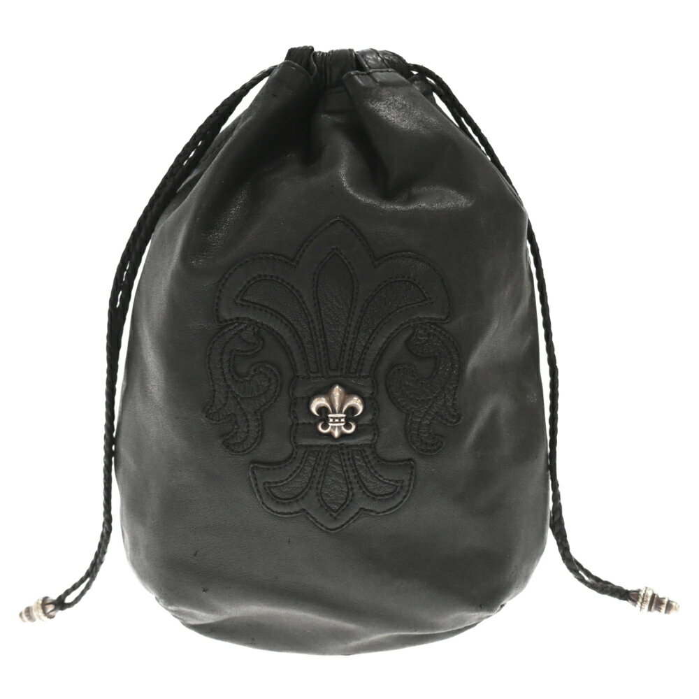 CHROME HEARTS(クロムハーツ) DRW STRNG SACK BS BSフレアドロー ストリングサックレザー 巾着ハンドバッグ ブラック【中古】【程度B】【カラーブラック】【取扱店舗BRINGアメリカ村店】