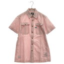 G-STAR RAW(ジースターロウ) サイズ:S RANGER HICKORY SHIRT レンジャーヒッコリーシャツ 半袖シャツ ストライプ ピンク【中古】【程度B】【カラーピンク】【オンライン限定商品】