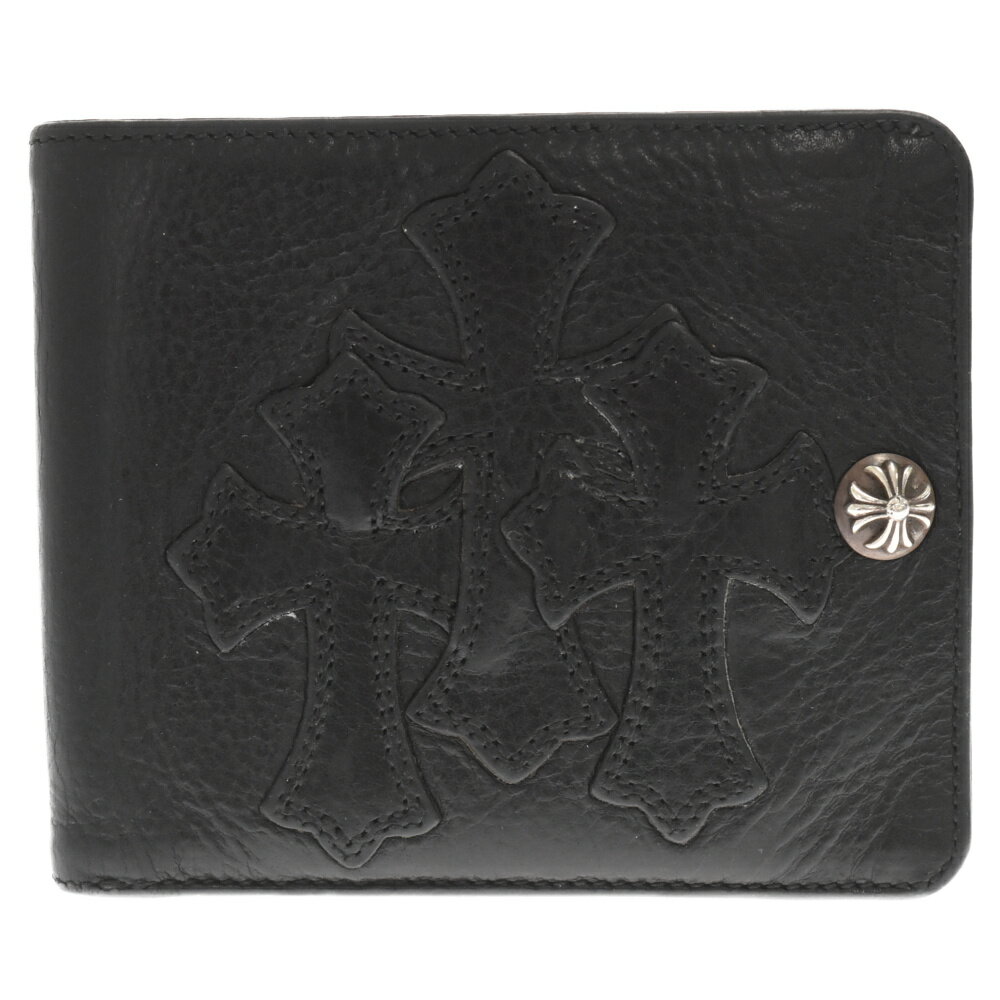 CHROME HEARTS(クロムハーツ) 1SNAP 3CEM CRS/1スナップクロスパッチ セメタリークロスパッチレザー財布 ブラック【中古】【程度B】【カラーブラック】【取扱店舗OneStyle原宿店】