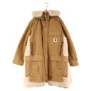 Sacai(サカイ) サイズ:1 23AW×Carhartt WIP Canvas Parka siberian×カーハート キャンバスサイベリアンジップアップフーディ パーカー レディース ベージュ 23-06740【新古品/中古】【程度S】【カラーベージュ】【オンライン限定商品】