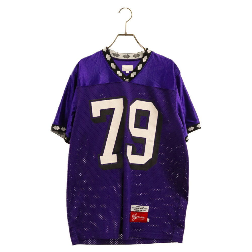 SUPREME(シュプリーム) サイズ:L 13AW Diamond Rib Football Top ダイヤモンドリブメッシュフットボールトップ 半袖Tシャツ カットソー パープル【中古】【程度A】【カラーパープル】【オンライン限定商品】