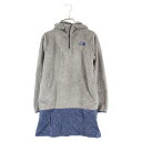 THE NORTH FACE(ザノースフェイス) サイズ:S シャギー ボーダー ハーフジップ キルティングナイロン切り替えパーカー レディース グレー/ネイビー NAW45005【中古】【程度B】【カラーグレー】【オンライン限定商品】