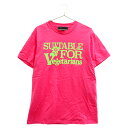 STELLA McCARTNEY(ステラマッカートニー) サイズ:L Suitable For Vegetarians Tee 572483 SMP36 ベジタリアンプリント 半袖Tシャツ ピンク【中古】【程度A】【カラーピンク】【オンライン限定商品】