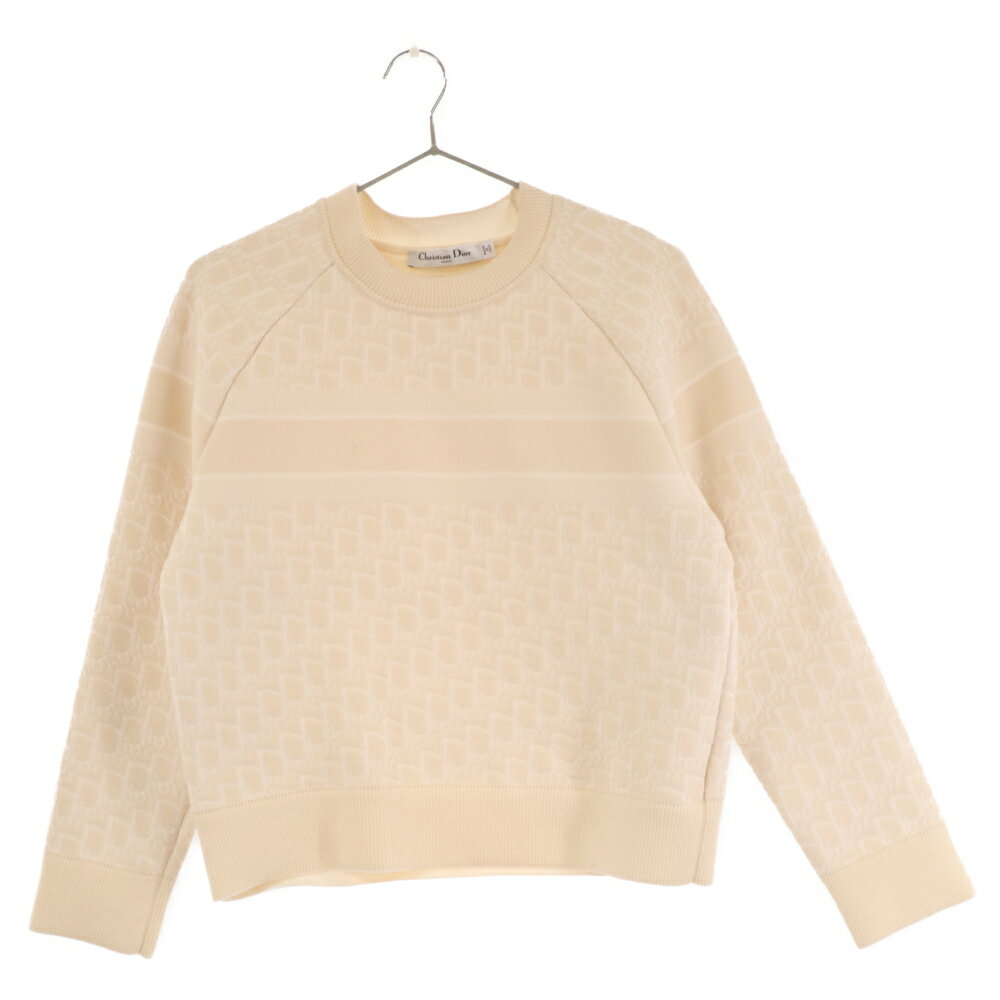 Christian Dior(クリスチャンディオール) サイズ:36 オブリークジャガード カシミアニットトレーナー 214S55AM103 アイボリー【中古】【程度A】【カラーホワイト】【取扱店舗新宿】のサムネイル