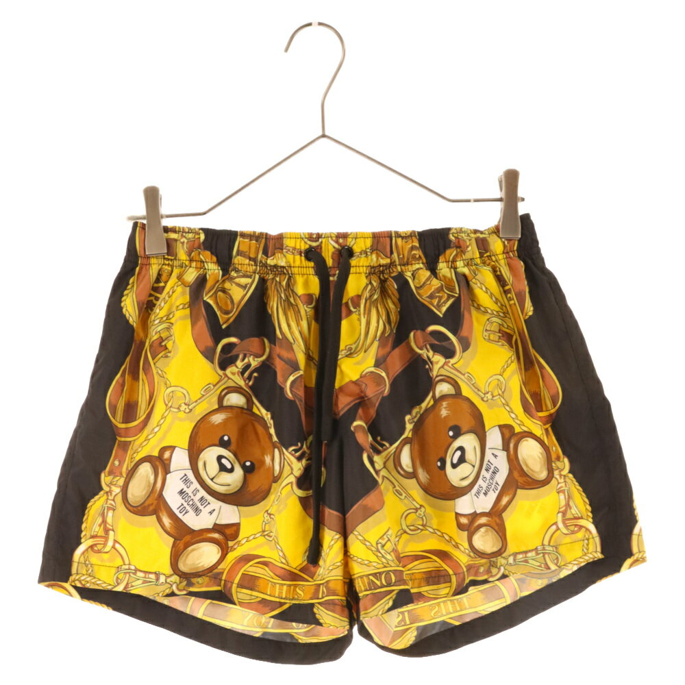 MOSCHINO(モスキーノ) サイズ:46 Logo Teddy Print Shorts テディベアロゴプリント ハーフパンツ ショーツ イエロー/ブラック 212Z J42025274【中古】【程度B】【カラーイエロー】【取扱店舗BRING京都河原町店】