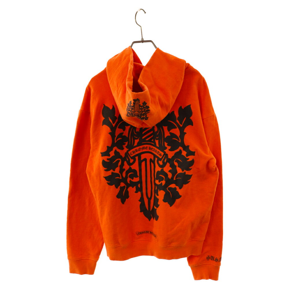 CHROME HEARTS(クロムハーツ) サイズ:L VINE DAGGER PULLOVER HOODIE ヴァインダガー プリントプルオーバーフーディーパーカー オレンジ【中古】【程度B】【カラーオレンジ】【取扱店舗OneStyle原宿店】