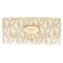 MICHAEL KORS(マイケルコース) モノグラム総柄二つ折り長財布 ホワイト【中古】【程度B】【カラーホワイト】【オンライン限定商品】