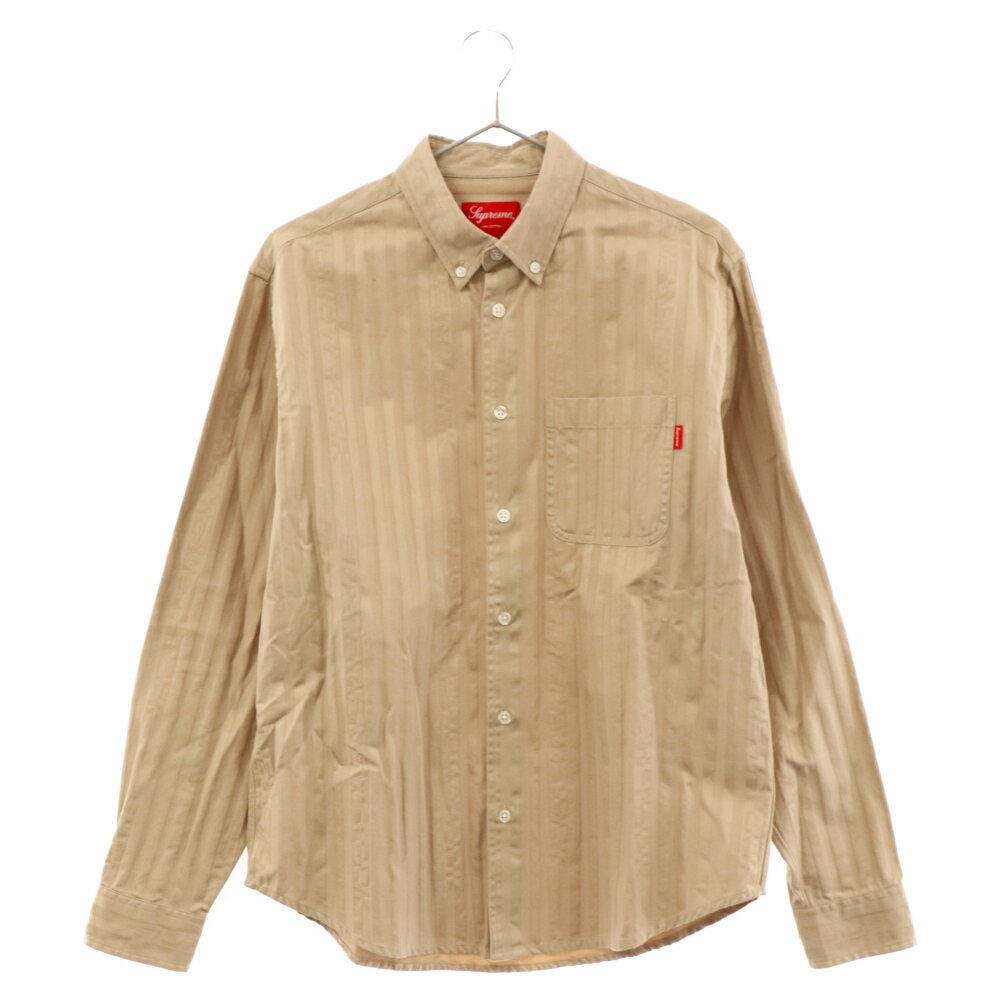 SUPREME(シュプリーム) サイズ:S 20AW Jacquard Stripe Twill Shirt ジャガード ストライプツイル長袖シャツ タン/ベージュ【中古】【程度A】【カラーベージュ】【取扱店舗BRING THRIFT CLOSET】