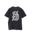 STUSSY(ステューシー) サイズ:S 復刻デザイン GRAPHIC T-SHIRCTS Sグラフィック バックプリント 半袖Tシャツ ブラック【中古】【程度B】【カラーブラック】【取扱店舗BRING渋谷ANNEX店】