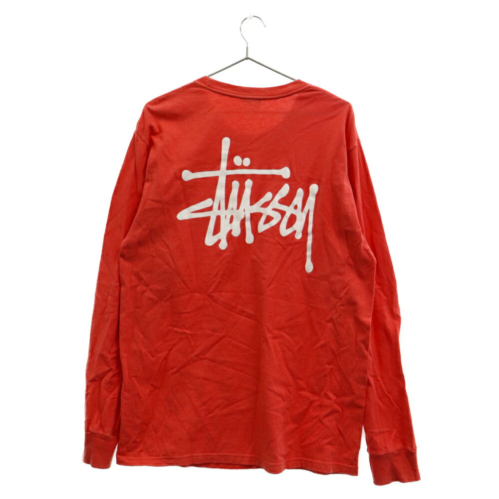 STUSSY(ステューシー) サイズ:M ショーンフォント ロゴプリント 長袖Tシャツ ピンク【中古】【程度B】【カラーピンク】【取扱店舗BRING THRIFT CLOSET】