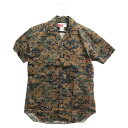 SUPREME(シュプリーム) サイズ:XS 13SS×COMME des GARCONS shirt Loop Collar Shirt 半袖シャツ 黒ドット オリーブ迷彩 デジカモ カーキ【中古】【程度B】【カラーグリーン】【取扱店舗BRING THRIFT CLOSET】