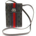 BALENCIAGA(バレンシアガ) ×GUCCI Hacker Phone Bag 680130 グッチ ハッカーフォンバッグ キャンバス レザーショルダーバッグ ブラック【中古】【程度A】【カラーブラック】【取扱店舗BRING渋谷ANNEX店】