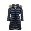 MONCLER(モンクレール) サイズ:0 LEERSIE レルシー ファー付きダウンコート ネイビー レディース H20931C00066【新古品/中古】【程度S】【カラーネイビー】【オンライン限定商品】