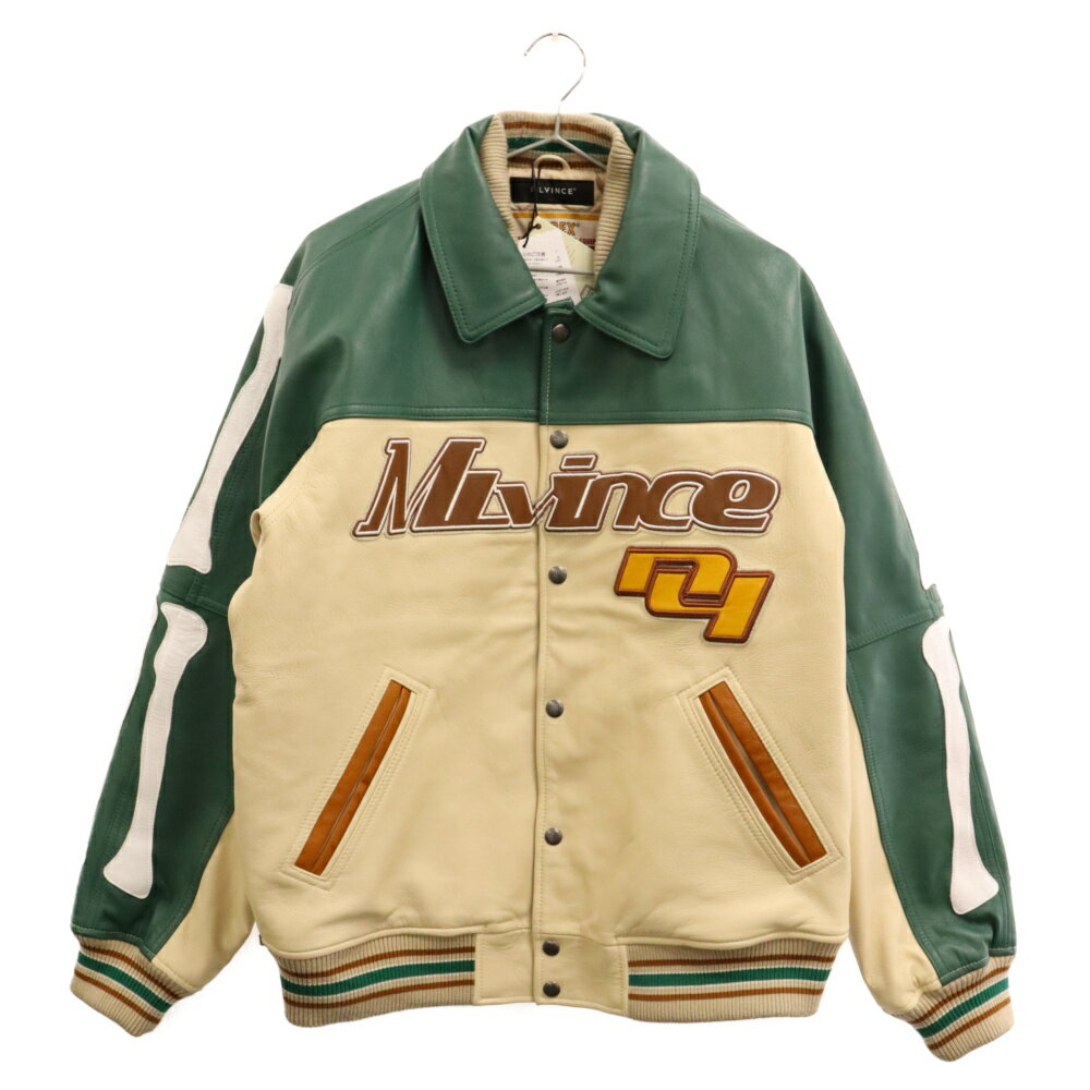 MLVINCE(メルヴィンス) サイズ:L AVIREX LEATHER JACKET アヴィレックス レザースタジャン ブルゾン【中古】【程度A】【カラーグリーン】【取扱店舗名古屋】