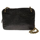 CHANEL(シャネル) VINTAGE ヴィンテージ レザー チェーンショルダーバッグ エキゾチックレザー ブラック レディース 0949219【中古】【程度B】【カラーブラック】【取扱店舗渋谷】