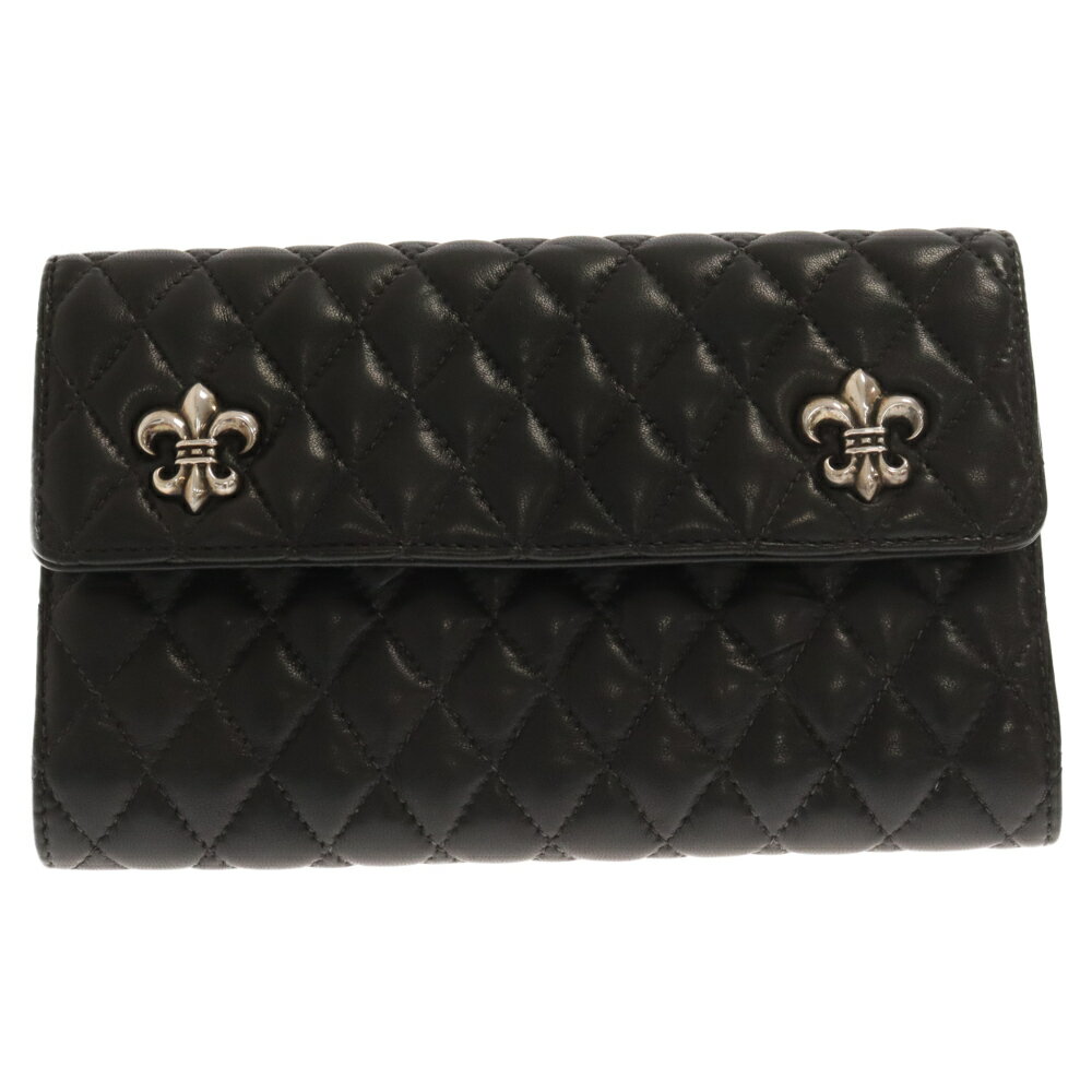 CHROME HEARTS(クロムハーツ) BS FLEUR QUILTED LEATHER CLUTCH BAG BSフレア キルト レザー クラッチバッグ ブラック【中古】【程度A】【カラーブラック】【取扱店舗BRING仙台店】