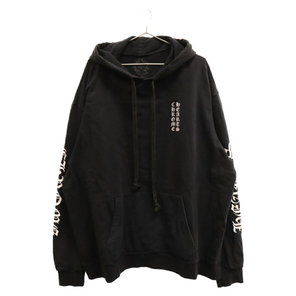 CHROME HEARTS(クロムハーツ) サイズ:XL SWTSHRT PLVR アームロゴプリントプルオーバーパーカー ブラック/ホワイト【中古】【程度B】【カラーブラック】【取扱店舗OneStyle新宿店】