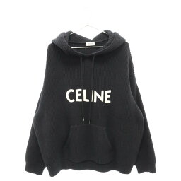 CELINE(セリーヌ) サイズ:M 21AW フロントロゴニットプルオーバーパーカー ブラック 2A85W423P【中古】【程度A】【カラーブラック】【取扱店舗新宿】