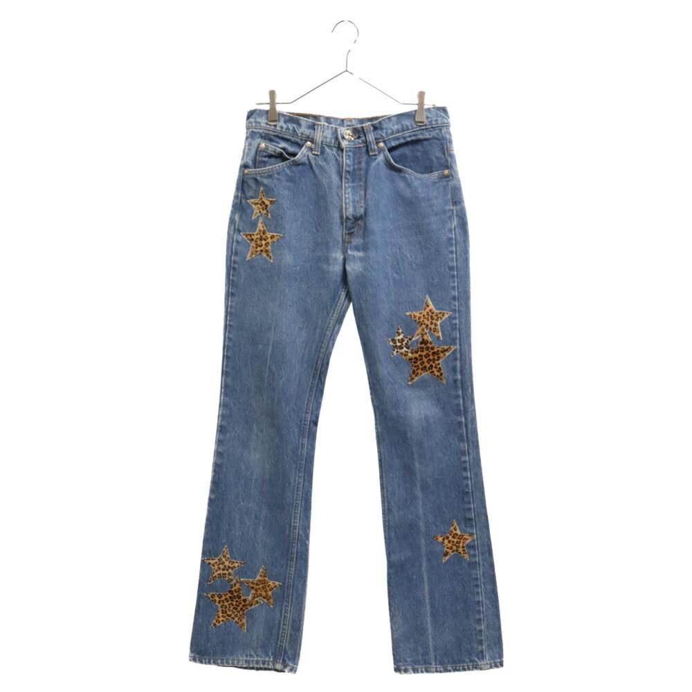 CHROME HEARTS(クロムハーツ) サイズ:28 ×リーバイス LEVI'S サイズ:32インチ U VNTG JEAN BL ORNG TAB 517 レオパードハラコスターパッチ付きウォッシュドデニムパンツ 28【中古】【程度A】【カラーブルー】【取扱店舗OneStyle新宿店】