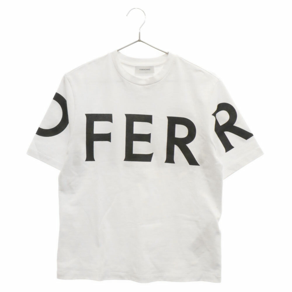 FERRAGAMO(フェラガモ) サイズ:XS COTTON CREW NECK T-SHIRTS コットンクルーネック 半袖ロゴTシャツ 半袖Tシャツ ホワイト【中古】【程度A】【カラーホワイト】【取扱店舗BRING心斎橋店】