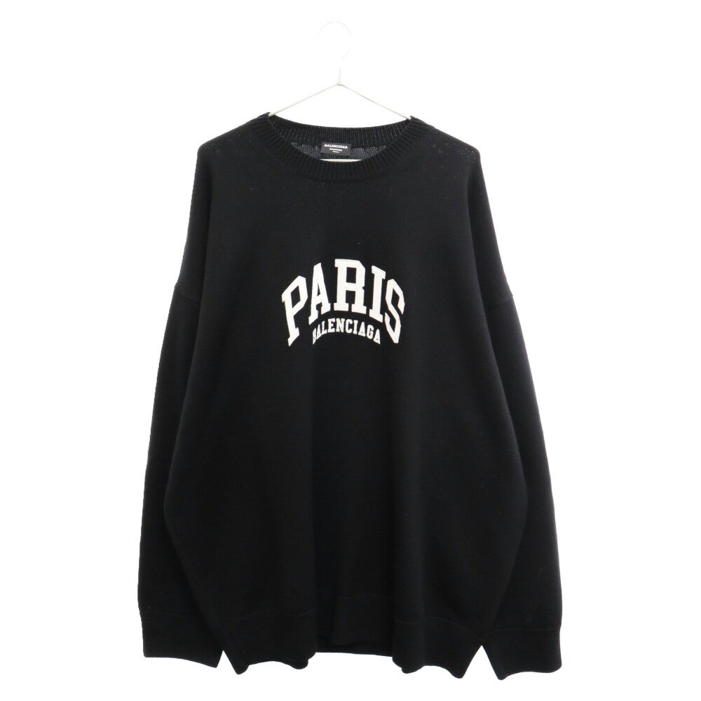 BALENCIAGA(バレンシアガ) サイズ:XXL 22SS PARIS LOGO CREW NECK KNIT 682005 T1624 パリスロゴ クルーネック ニット ブラック【中古】【程度A】【カラーブラック】【取扱店舗BRING渋谷ANNEX店】 1